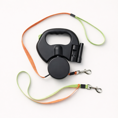 Dual Retractable Reflective 3M Dog Leash with LED Light 360° Tangle-Free | Pet Heaven Lux