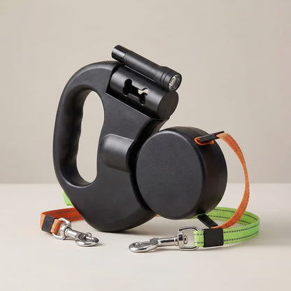 Dual Retractable Reflective 3M Dog Leash with LED Light 360° Tangle-Free | Pet Heaven Lux