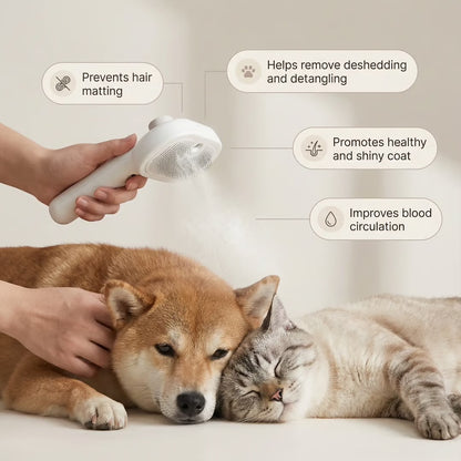 Steam Pet Comb for Dogs & Cats – Deshedding Grooming Brush Tool